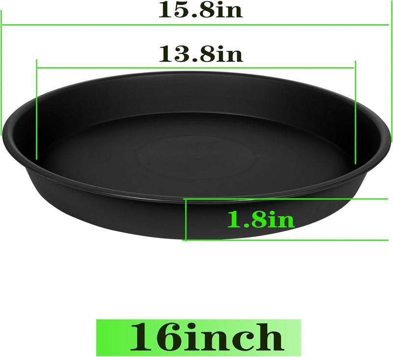 Angde 4 Pack of 16 inch Plant Saucer, Plant Saucer 16 Inch Round, Plant Drip Trays for Pots, Plant Drip Tray, Flower Plant Pot Saucers, Pot Saucer 16", Plant Saucers for Indoors (16", Black) - Image 2
